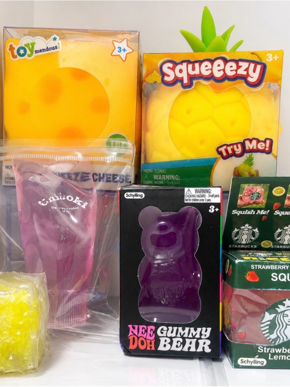 Slush cheese squish. Toymendous cheese,Sunny days pineapple, Needoh bear & Starb